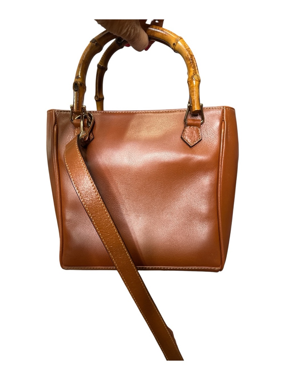 Gucci Bamboo Women's Tan Leather Bamboo-Handle Tote Bag - Picture 2 of 7